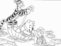 A coloring page of winnie the pooh - group